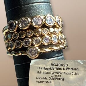 Bomb party delicates a sparkle was a warning lavender topaz on gold sz 7